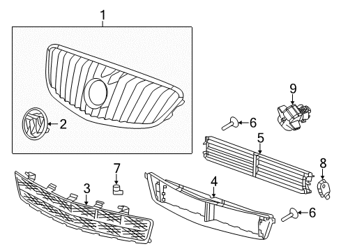 2011 Buick LaCrosse Grille & Components Diagram