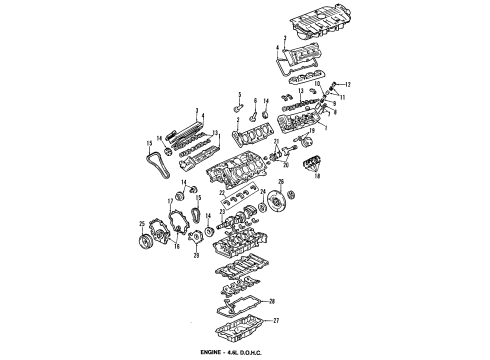 2007 Cadillac DTS Engine Parts, Mounts, Cylinder Head & Valves, Camshaft & Timing, Oil Pan, Oil Pump, Crankshaft & Bearings, Pistons, Rings & Bearings Diagram