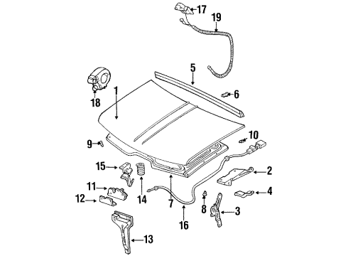 1990 Chevy C3500 Hood & Components Diagram