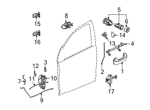 2005 Saturn Vue Front Door - Lock & Hardware Diagram