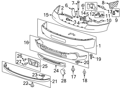 2012 GMC Sierra 2500 HD Front Bumper Diagram