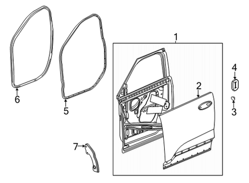 2021 Chevy Trailblazer Door Weatherstrip, Driver Side Diagram for 42766261