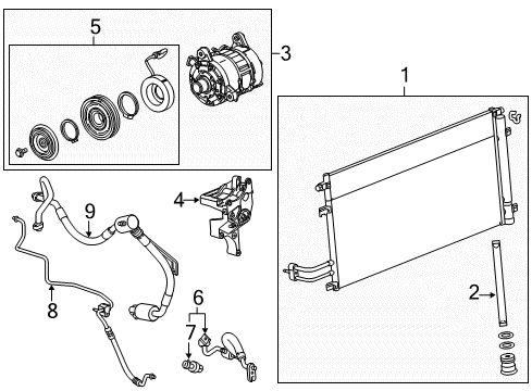 2017 Cadillac Escalade A/C Condenser, Compressor & Lines Diagram