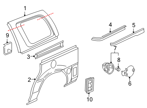2006 Buick Terraza Side Panel & Components Diagram