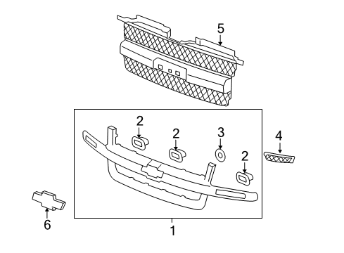 2009 Chevy Trailblazer Grille & Components Diagram