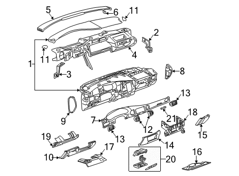 2000 Buick Century Upper Trim Panel, Blue Diagram for 10430620