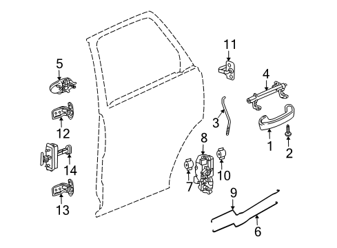 2007 Saturn Vue Rear Door - Lock & Hardware Diagram