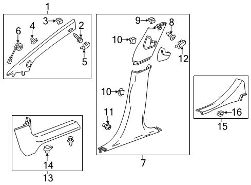 2014 Chevy Volt Interior Trim - Pillars, Rocker & Floor Diagram