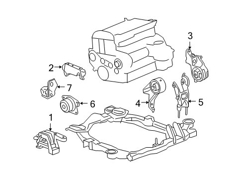 2008 Chevy Malibu Mount Bracket Diagram for 25846770