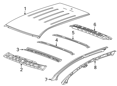 2018 Cadillac XT5 Roof & Components Diagram