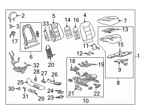 2018 Chevy Equinox Passenger Seat Components Diagram