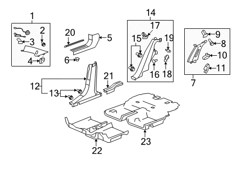 2009 Saturn Aura Interior Trim - Pillars, Rocker & Floor Diagram
