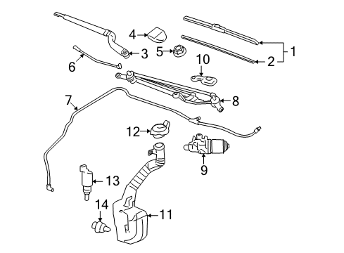 2007 Chevy Monte Carlo Wiper Arm, Driver Side Diagram for 10354539