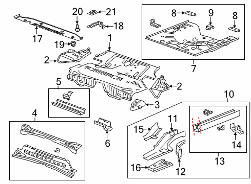 2015 Chevy Cruze Rear Body - Floor & Rails Diagram