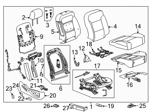 2019 Cadillac Escalade ESV Passenger Seat Components Diagram