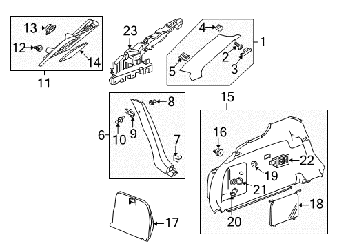2011 Cadillac CTS Interior Trim - Quarter Panels Diagram