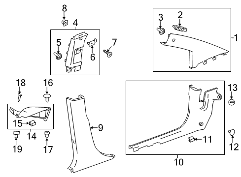 2013 Chevy Spark Interior Trim - Pillars, Rocker & Floor Diagram