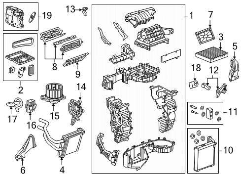 2022 Chevy Spark A/C Evaporator & Heater Components Diagram