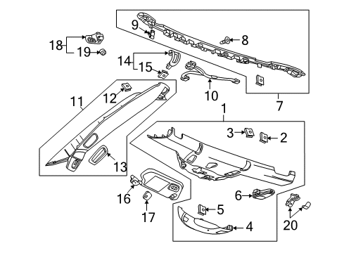 2017 Chevy Corvette Interior Trim - Roof Diagram