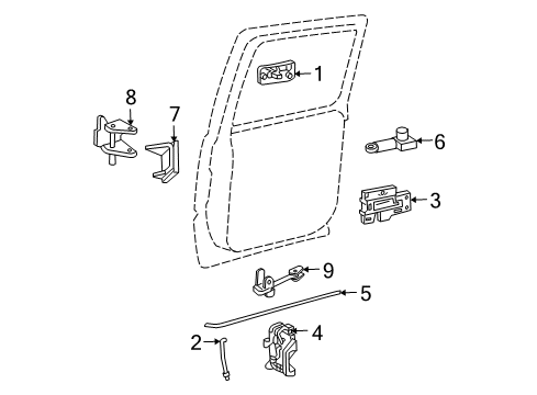 2002 GMC Yukon Rear Door - Lock & Hardware Diagram