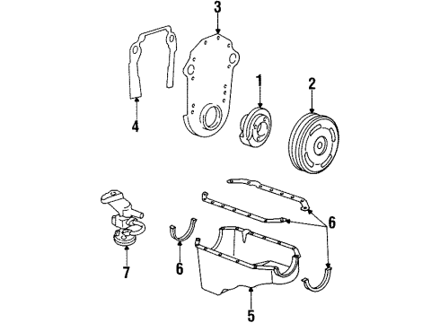 1985 Buick Century Engine Parts, Mounts, Cylinder Head & Valves, Camshaft & Timing, Oil Pan, Oil Pump, Crankshaft & Bearings, Pistons, Rings & Bearings Diagram