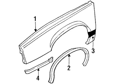 1990 Buick LeSabre Wheel Opening Molding, Front Passenger Side Diagram for 25524984