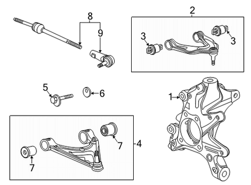 2021 Chevy Corvette Rear Suspension, Lower Control Arm, Upper Control Arm, Ride Control, Stabilizer Bar, Suspension Components Diagram