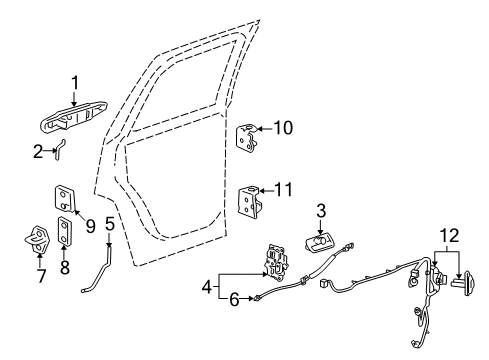 2012 GMC Yukon Rear Door - Lock & Hardware Diagram