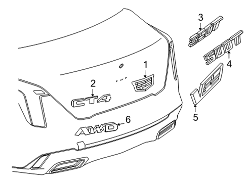 2022 Cadillac CT4 Exterior Trim - Trunk Diagram
