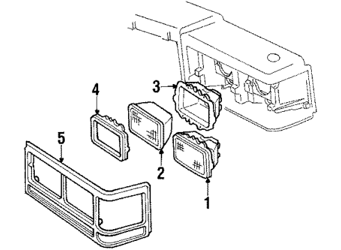 1985 Cadillac DeVille Headlamp Components, Corner & Side Marker Lamps Diagram