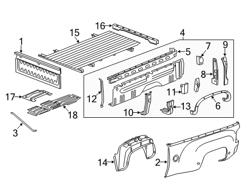 2017 GMC Sierra 2500 HD Pick Up Box Components Diagram 2 - Thumbnail