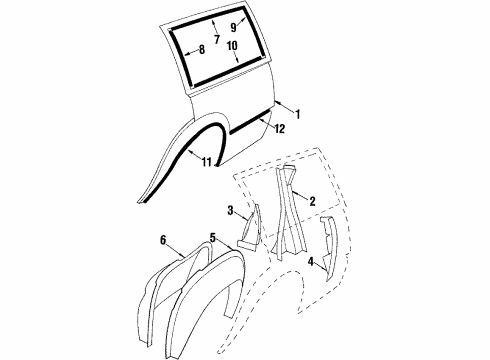 1985 Pontiac J2000 Sunbird Reveal Molding, Driver Side Diagram for 20341707