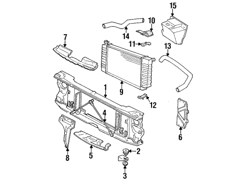 2000 GMC Yukon Radiator & Components, Radiator Support Diagram