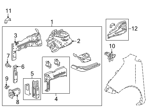 2022 Chevy Spark Structural Components & Rails Diagram