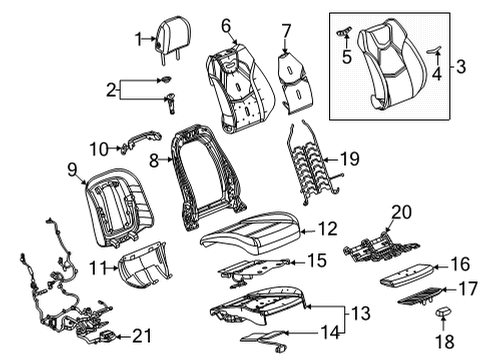 2021 Cadillac CT4 Passenger Seat Components Diagram
