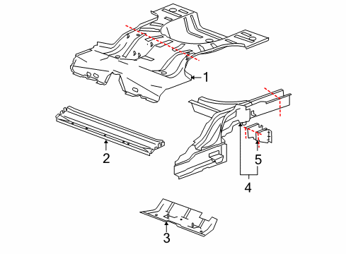 2007 Pontiac G6 Rear Body - Floor & Rails Diagram