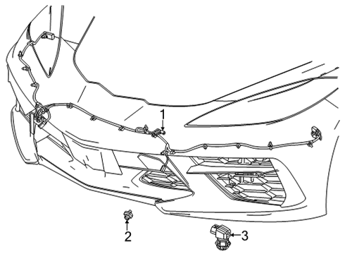 2021 Chevy Corvette Electrical Components - Front Bumper Diagram