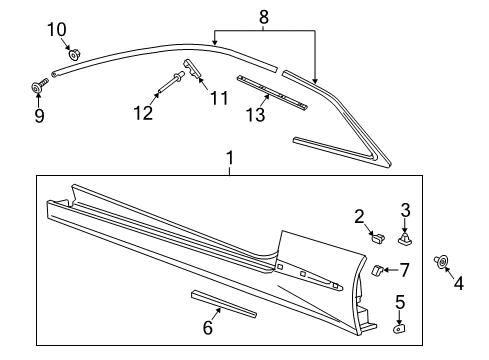 2015 Cadillac ELR Exterior Trim - Pillars, Rocker & Floor Diagram