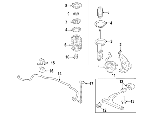 2007 Pontiac G6 Front Suspension Components, Lower Control Arm, Stabilizer Bar Diagram