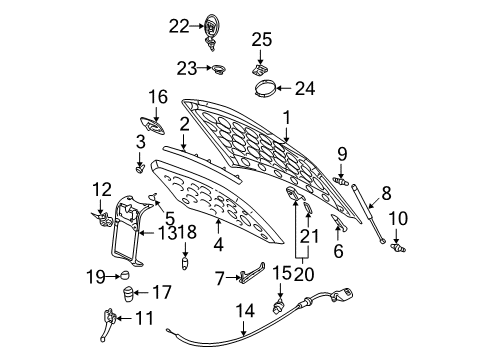 2004 Cadillac DeVille Hood & Components, Exterior Trim Diagram