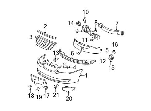 2007 Saturn Ion Bumper Cover, Front Diagram for 15824780