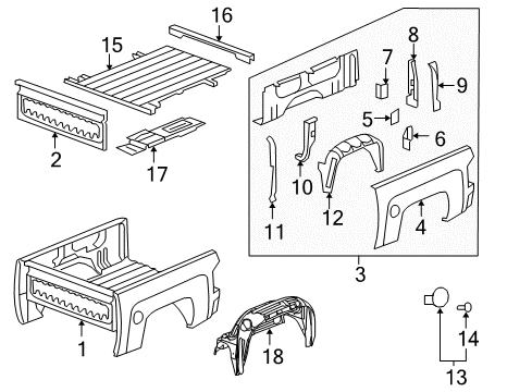 2012 GMC Sierra 1500 Pick Up Box Components Diagram 3 - Thumbnail