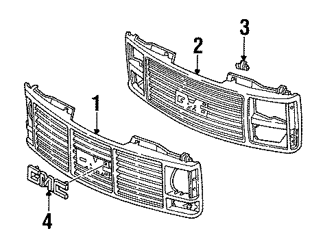 1997 GMC C2500 Suburban Grille & Components Diagram