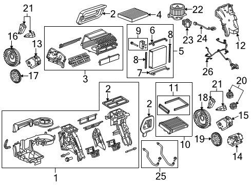 2011 Buick LaCrosse A/C Evaporator & Heater Components Diagram