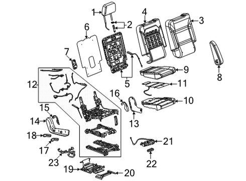 2023 Cadillac Escalade ESV Second Row Seats Diagram
