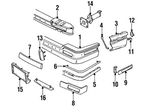 1988 Cadillac Seville Bumper Cover Diagram for 20687143