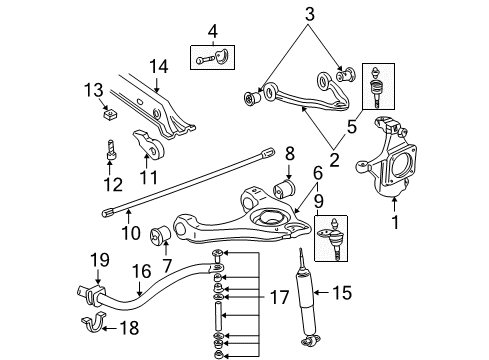 2000 GMC Yukon XL 2500 Upper Control Arm Diagram for 12477521