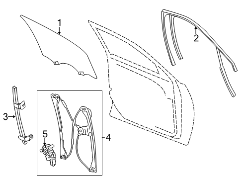 2014 Cadillac XTS Front Door - Glass & Hardware Diagram