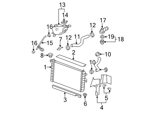 2011 Buick Lucerne Radiator & Components Diagram