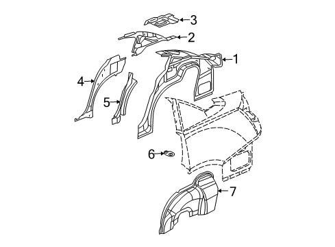 2006 Saturn Ion Inner Structure & Rails - Quarter Panel Diagram